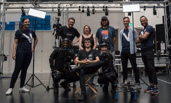 Ace Ruele with the production team involved in creating the Vicon advert for the Vicon booth at Siggraph 2019.