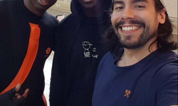 A picture with friends, Michael Owusu (stunt actor), and Motion Capture Director, Fred Junqueira, after shooting an independent, cinematic, CGI game trailer.